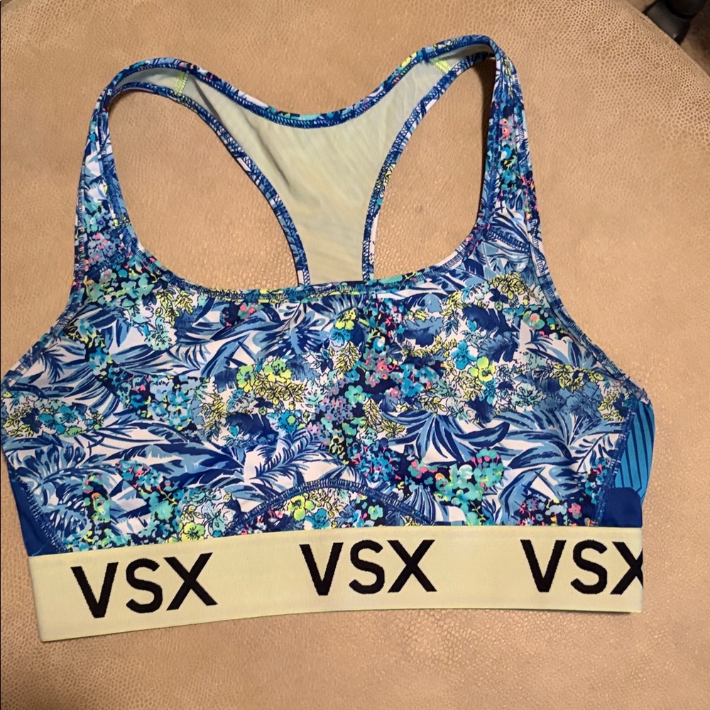 Victoria’s Secret Sport Floral Front Striped Back Sports Bra Size M